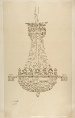 Design for a Chandelier by anonymous, drawing, 1800-1899