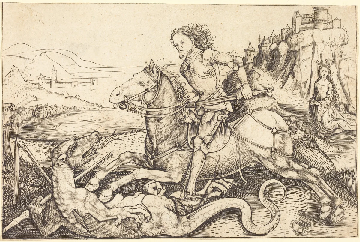 Saint George and the Dragon by Master AG, print, 1480-1490