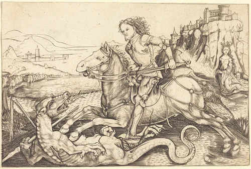 Saint George and the Dragon by Master AG, print, 1480-1490