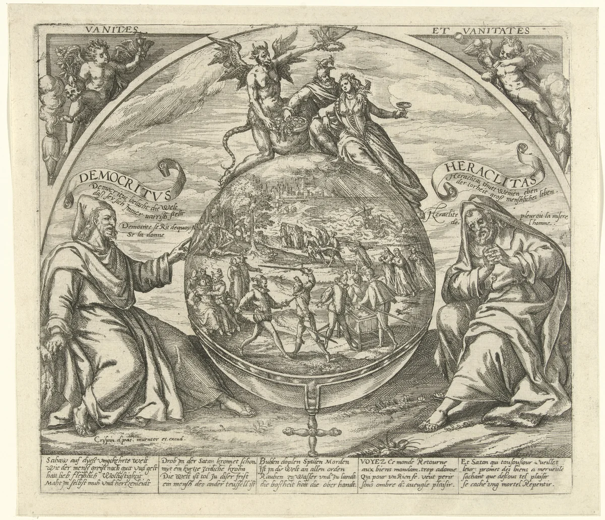 De omgekeerde wereld by Crispijn van de Passe, print, 1574-1637