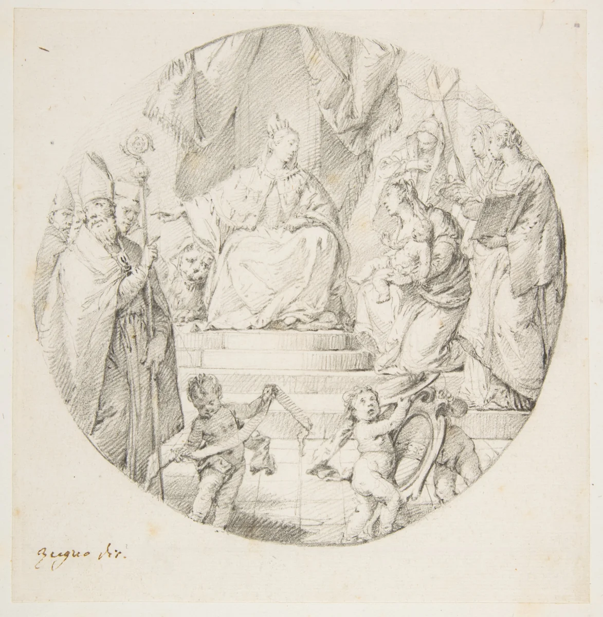 Nobility Presenting an Infant to Venice by Francesco Zugno, drawing, 1709-1787