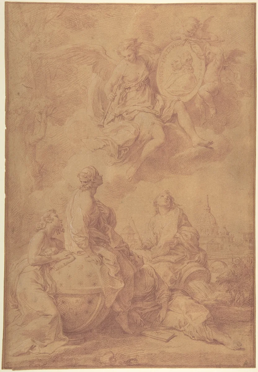 Allegory in Honor of Pope Benedict XIV by Pompeo Batoni, drawing, 1740-1750