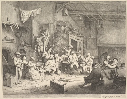 The Dance at the Inn by Adriaen van Ostade, print, 1652