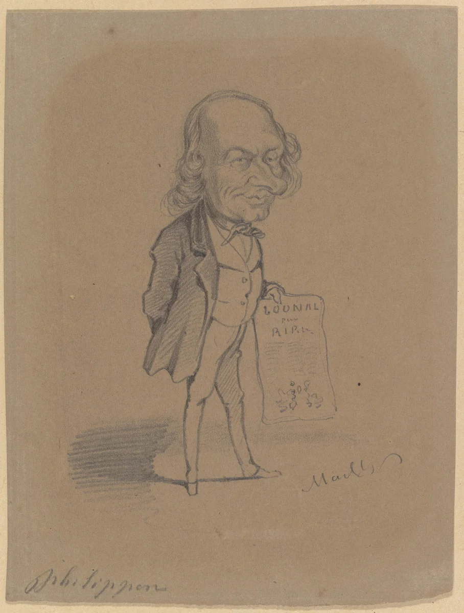 Caricature of Charles Philipon by Hippolyte Mailly, drawing, 1859