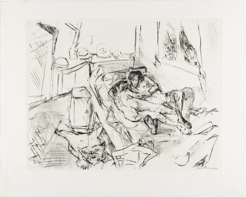 Lovers I (Liebespaar I) from Faces (Gesichter) by Max Beckmann, print, 1916