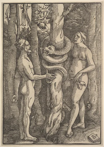 Adam and Eve by Hans Baldung, print, 1514