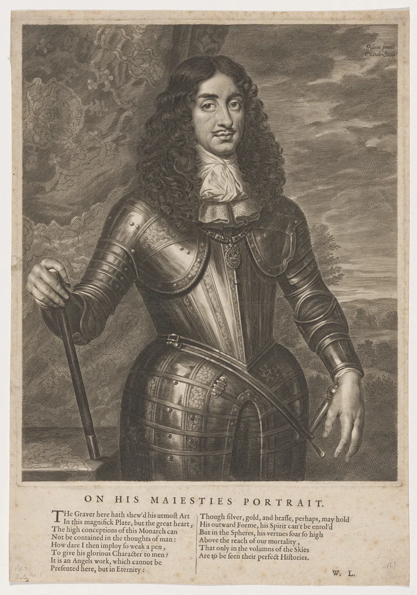 Charles II by Cornelis van Dalen I; Pieter Nason, print, 1602-1665