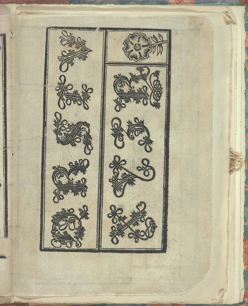 Opera Nova Universali intitulata Corona di racammi, page 38 (recto) by Giovanni Andrea Vavassore, book, 1530