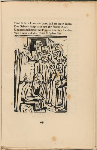 Die Tauben II (The Deaf II) (in-text plate) from mock-up of Georg Heym: Umbra Vitae (Georg Heym: Shadow of Life) by Ernst Ludwig Kirchner, volume, 1912-1922
