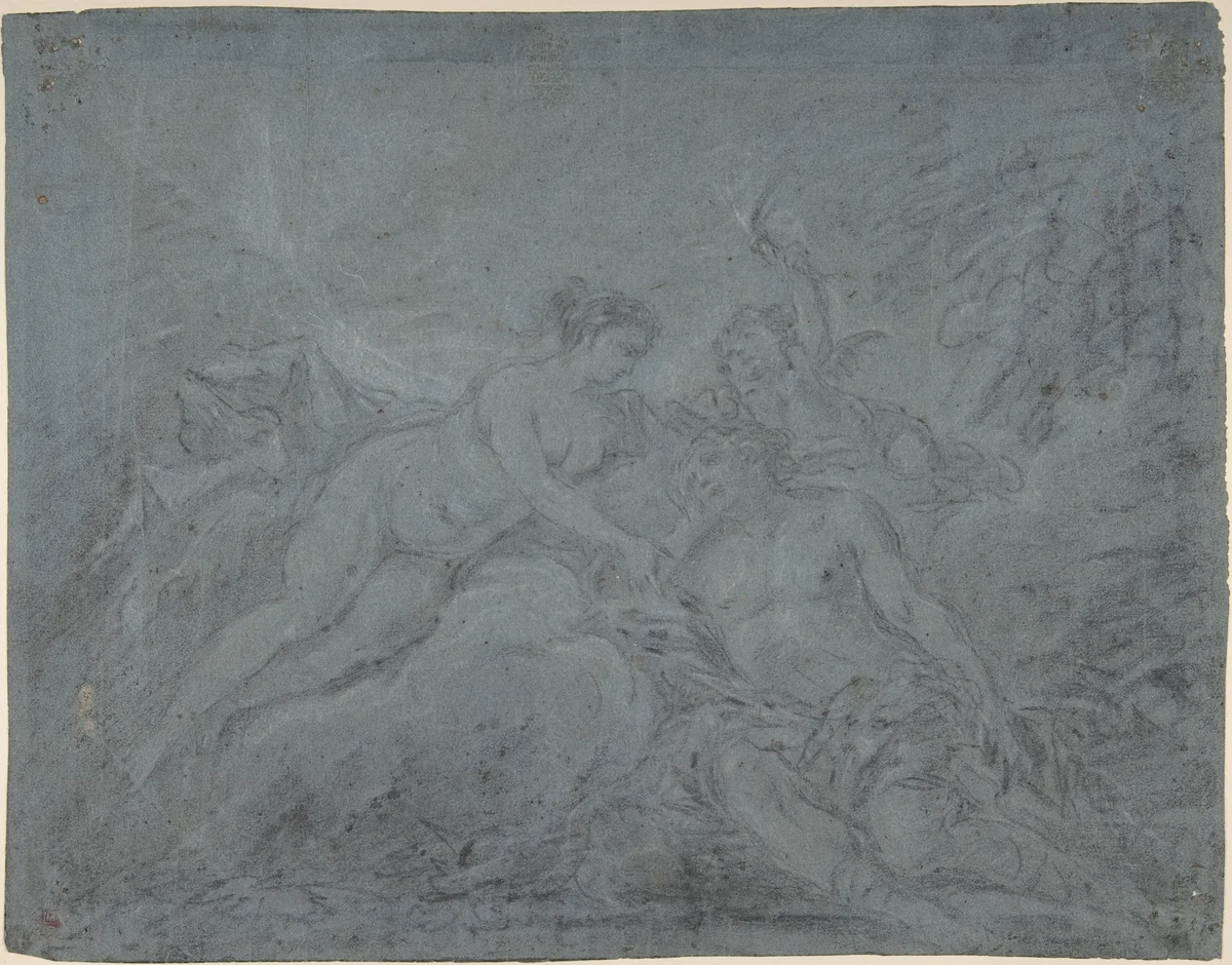 Diana and Endymion by Januarius Zick, drawing, 1745-1797