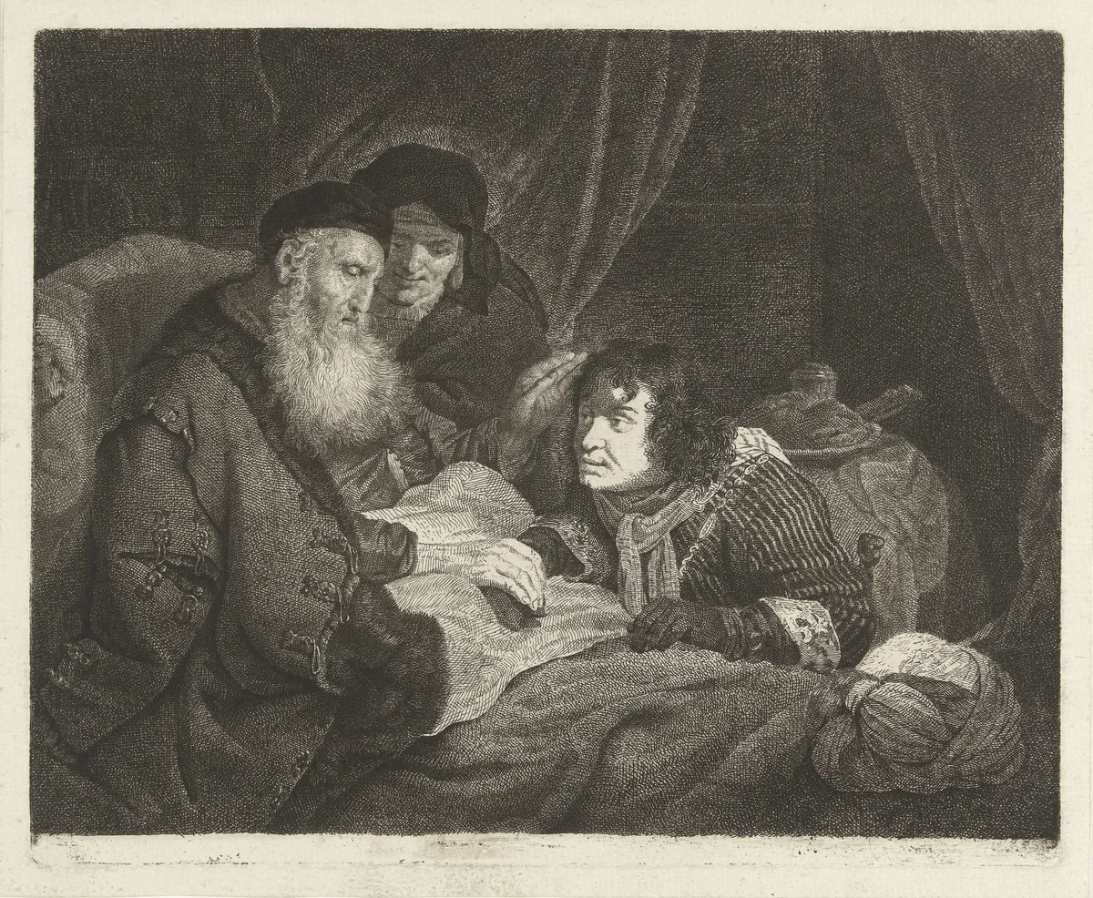 Isaak zegent Jakob by Johannes Pieter de Frey, print, 1798