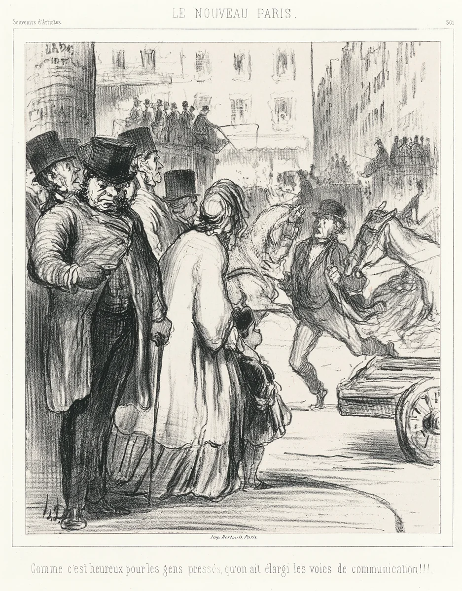The New Paris. How fortunate for those in a hurry that the avenues have been widened!!!, plate 301 from Souvenirs d’artistes by Honoré-Victorin Daumier, print, 1862