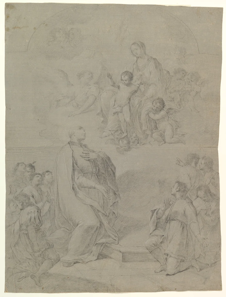 The Virgin Appearing to Saint Joseph Calasanctius by Marco Caprinozzi, drawing, 1711-1778