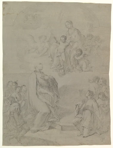 The Virgin Appearing to Saint Joseph Calasanctius by Marco Caprinozzi, drawing, 1711-1778