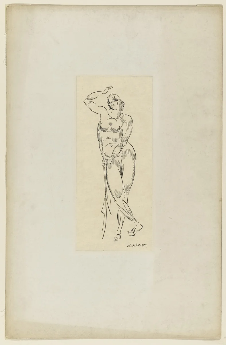 Figure with Arm Raised by Elie Nadelman, drawing, 1906
