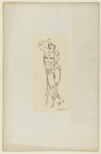 Figure with Arm Raised by Elie Nadelman, drawing, 1906