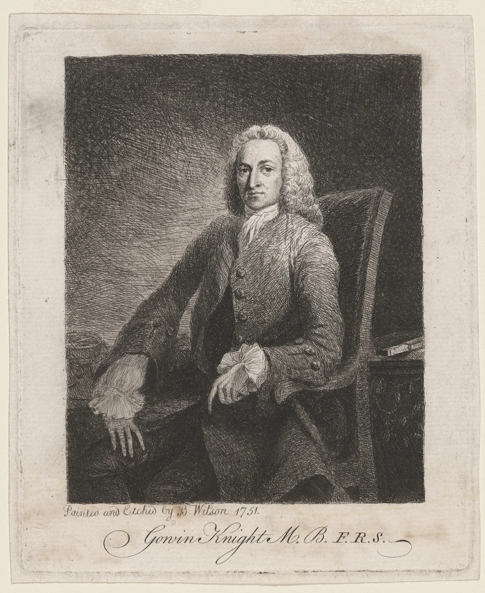 Gowin Knight, M.B., F.R.S. by Benjamin Wilson, print, 1751