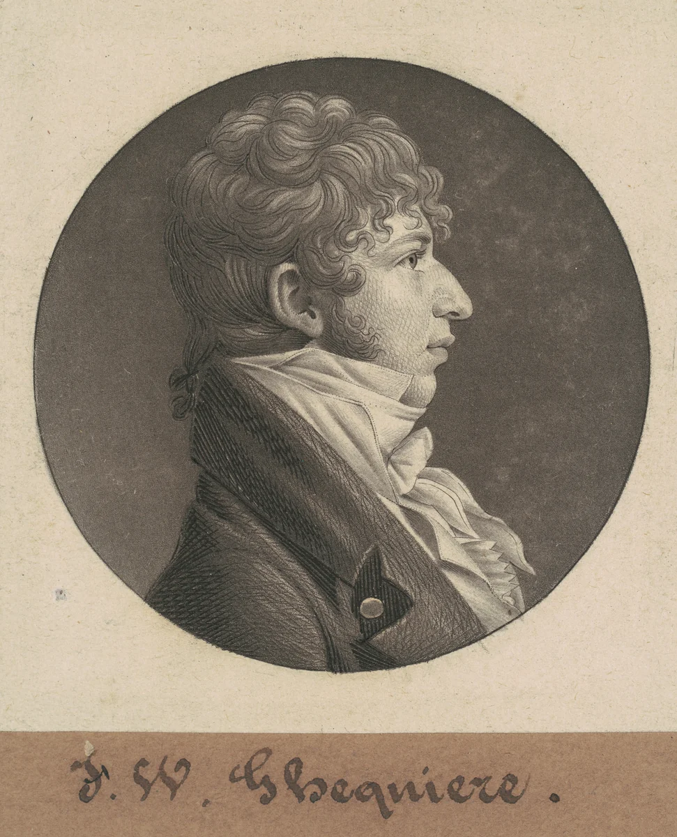 John Francis William Ghequiere by Charles B. J. Févret de Saint-Mémin, print, 1804