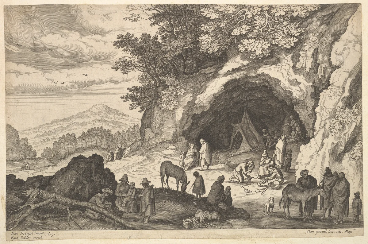 Landscape with Gypsy Camp by Aegidius Sadeler II, print, 1565-1629