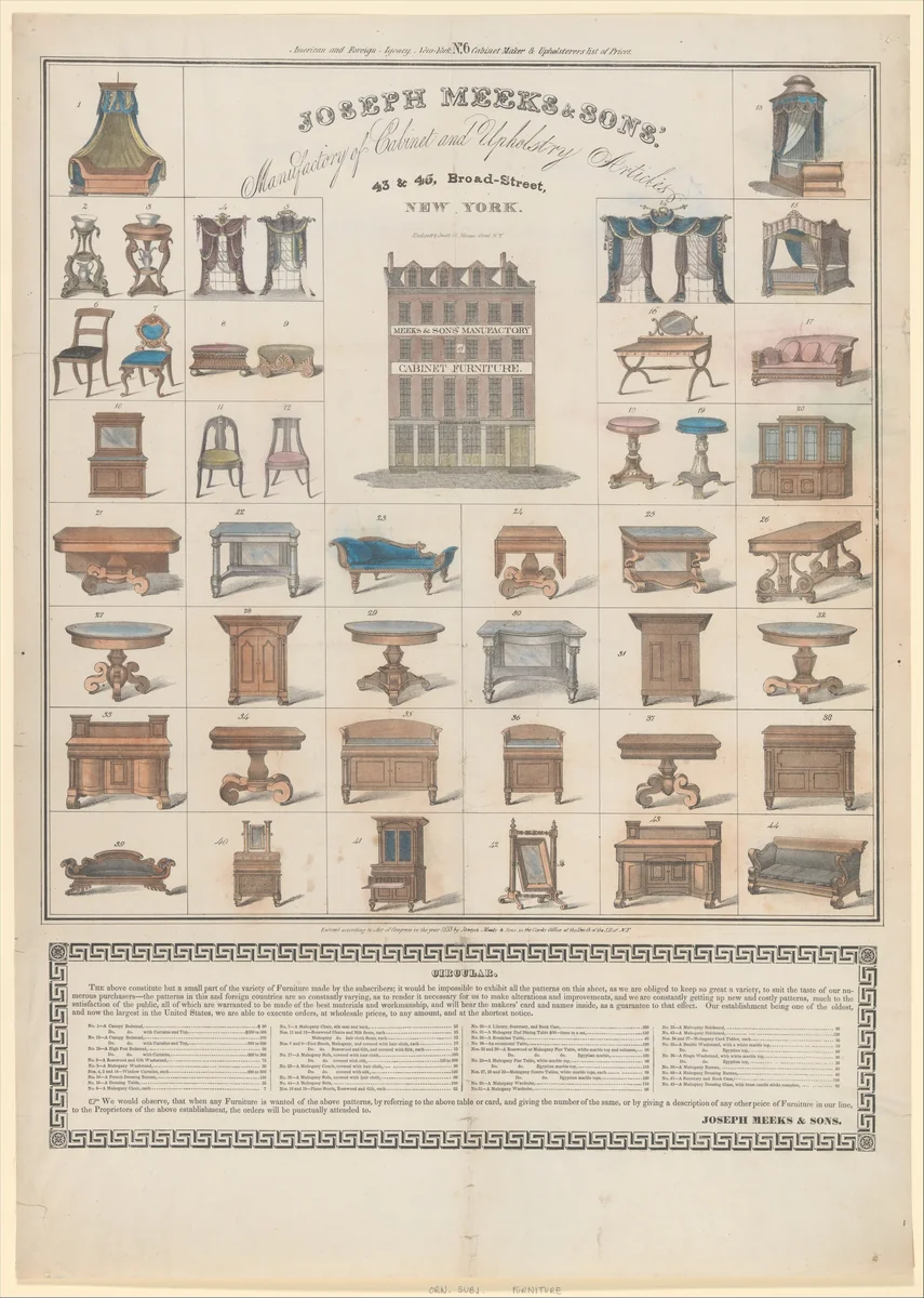 Broadside by Joseph Meeks & Sons, print, 1833