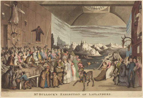 Mr. Bullock's Exhibition of Laplanders by Thomas Rowlandson, print, 1822