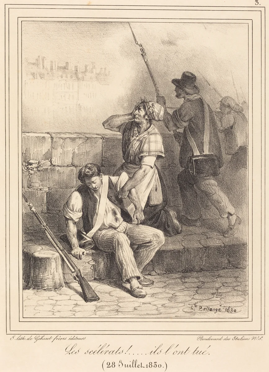 "Les Scélérats!..." by Hippolyte Bellangé, print, 1830