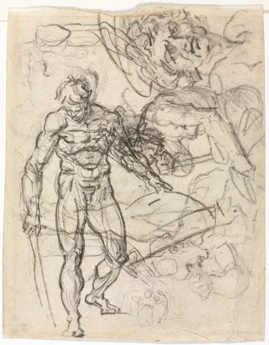 Figure Studies (verso) by Jean Honoré Fragonard, drawing, 1757-1766
