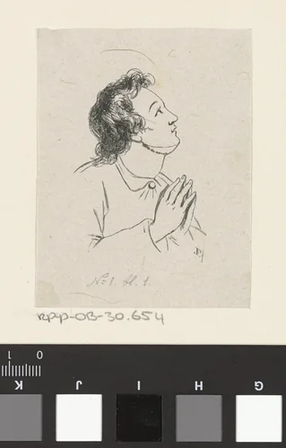 Man in gebed by Isaac Weissenbruch, print, 1836-1912