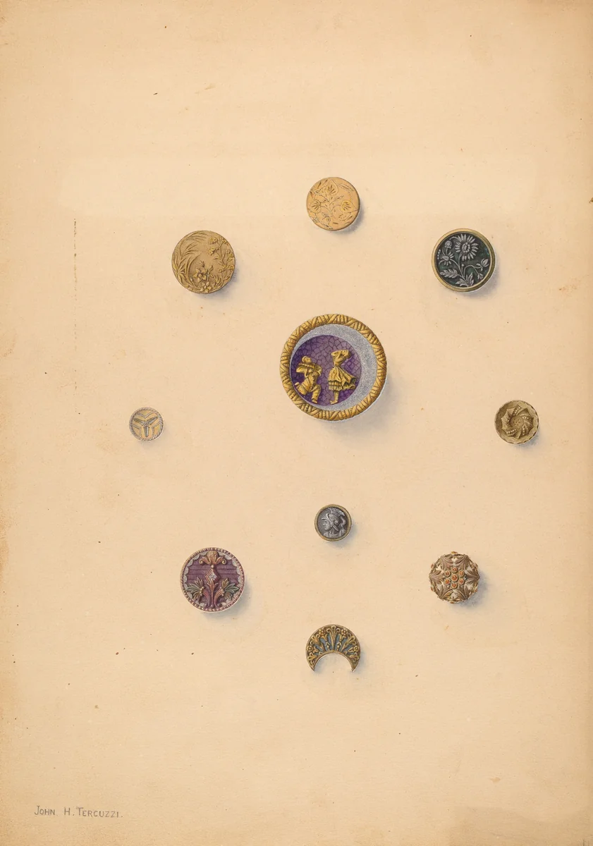 Buttons by John H. Tercuzzi, index of american design, 1937