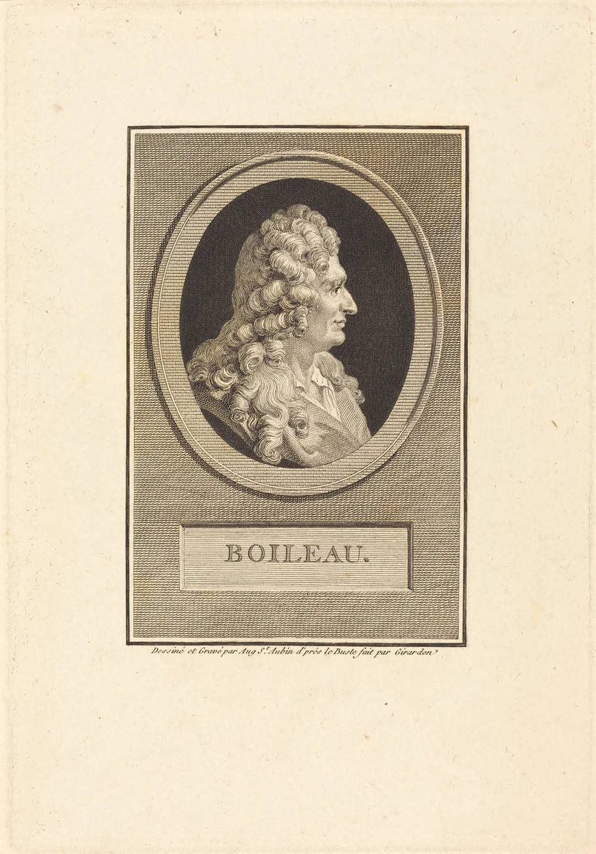 Despreaux-Nicolas Boileau by Augustin de Saint-Aubin; François Girardon, print, 1800