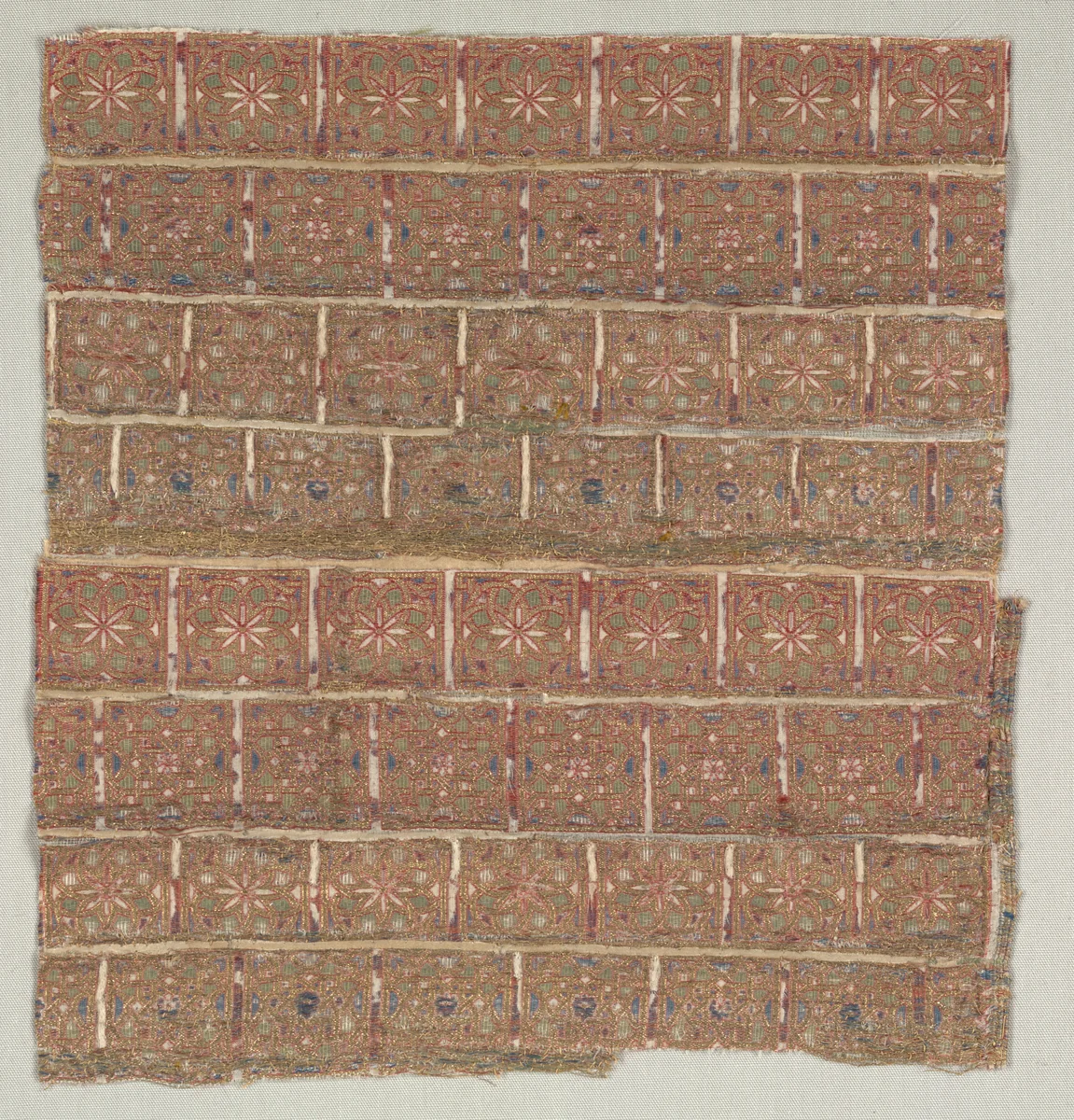 Vestment fragment with stars in staggered squares by Unknown, textile, 1200-1299