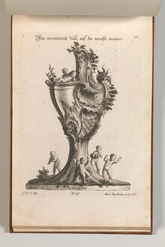 Design for a large Lidded Vase, Plate 1 from: 'Neu inventierte Vasi auf die neueste manier' by Jacob Gottlieb Thelot, book, 1745-1755