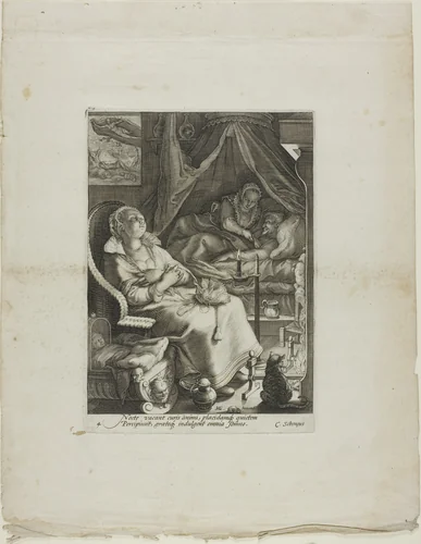 Night, plate four from Four Times of Day by Jan Saenredam, print, 1585-1607