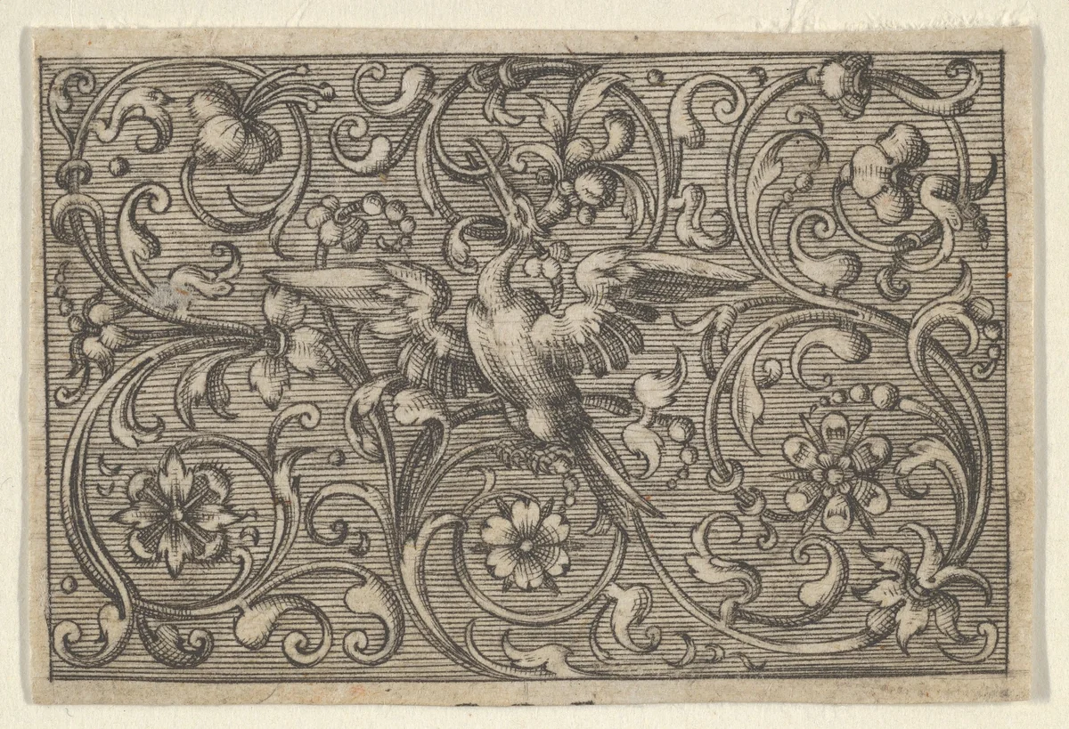 Horizontal Panel with a Bird, from "Varii Generis Opera Aurifabris Necessaria" by Paul Birckenhultz, print, 1595-1605