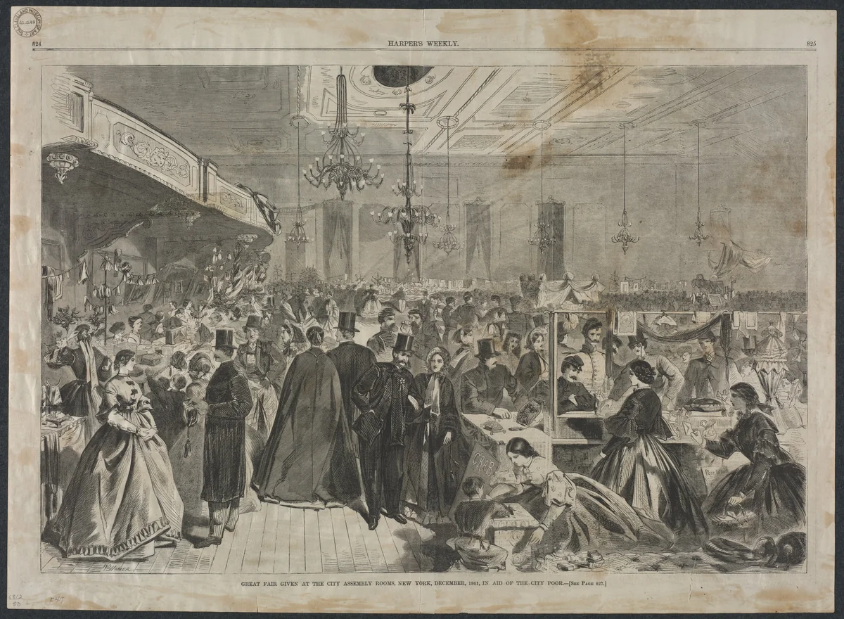 Great Fair Given at the City Assembly Rooms, New York, December, 1861, in Aid of the City Poor by Winslow Homer, print, 1861
