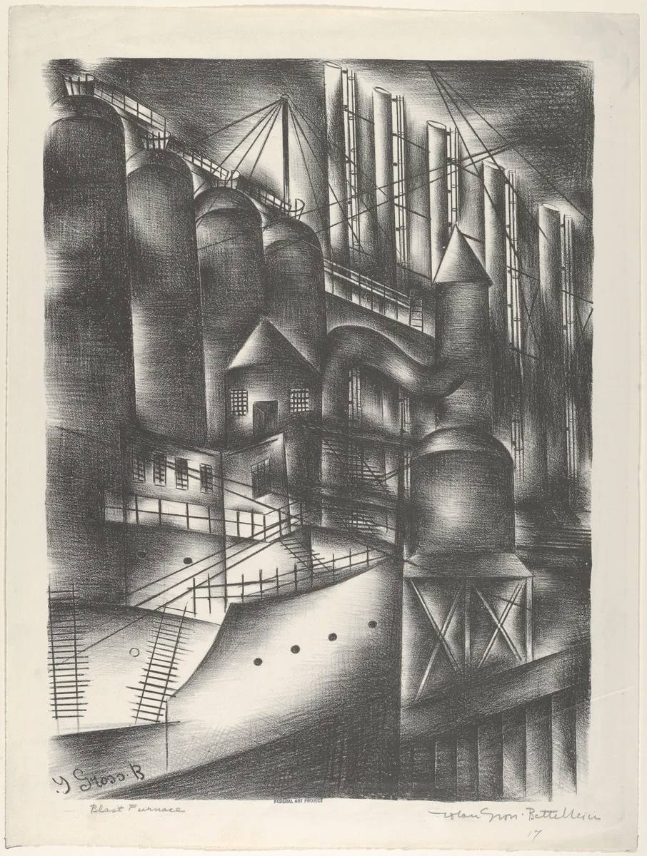 Blast Furnace by Jolan Gross Bettelheim, print, 1935-1936