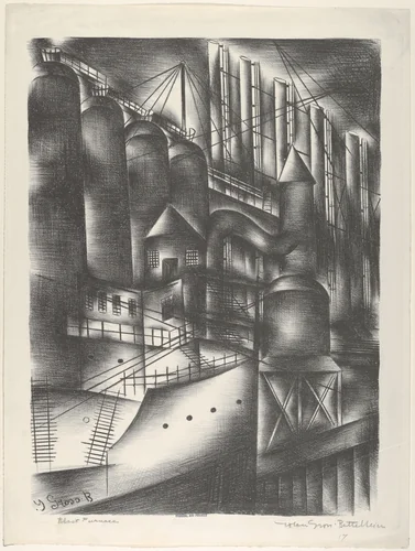 Blast Furnace by Jolan Gross Bettelheim, print, 1935-1936