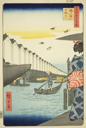 Yoroi Ferry, Koami-cho (Yoroi no watashi Koami-cho), from the series “One Hundred Famous Views of Edo (Meisho Edo hyakkei)” by Utagawa Hiroshige (歌川広重), print, 1857