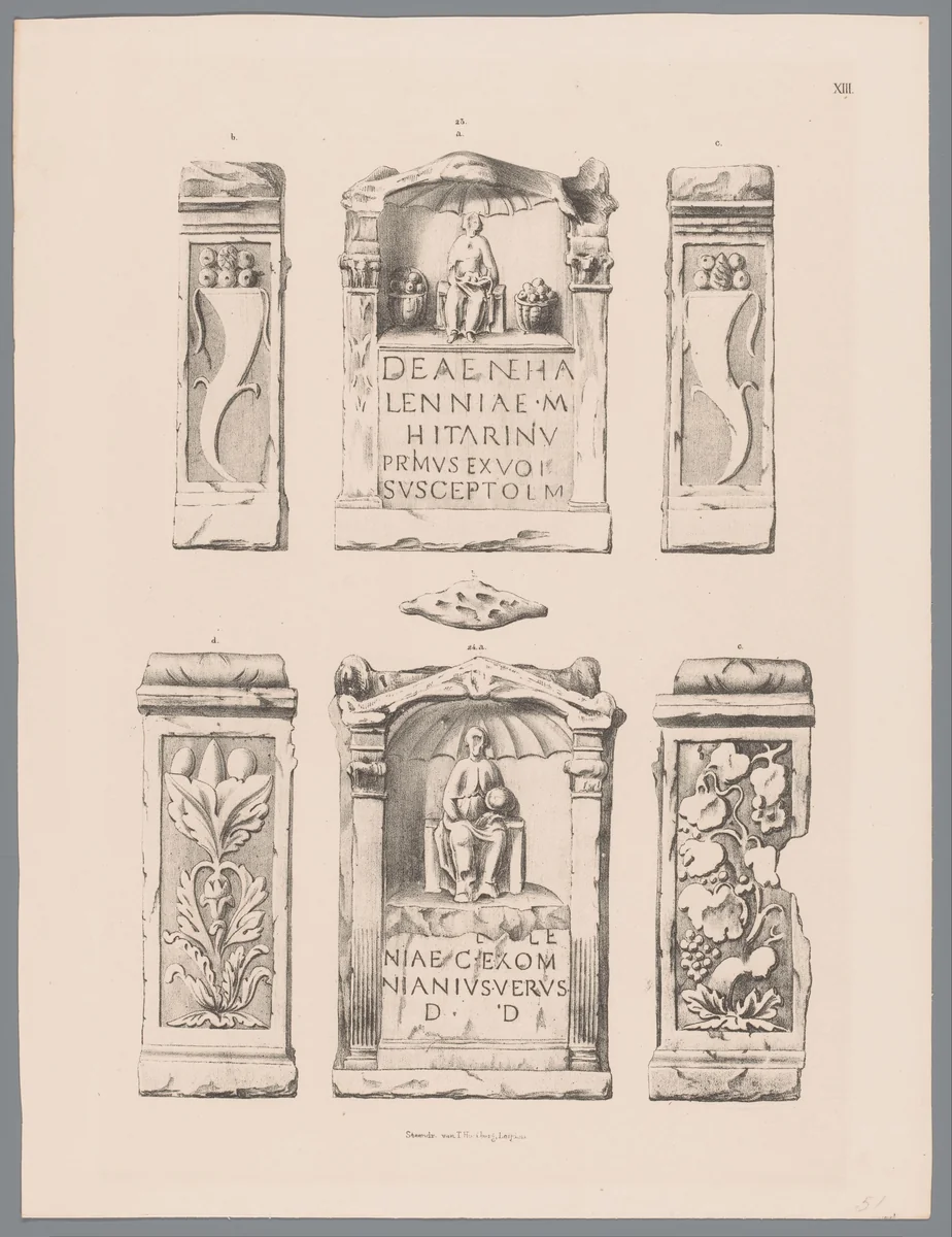 Twee Nehalennia-altaren, pl. XIII by Tiemen Hooiberg, print, 1843-1845