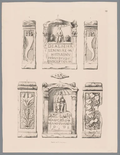 Twee Nehalennia-altaren, pl. XIII by Tiemen Hooiberg, print, 1843-1845
