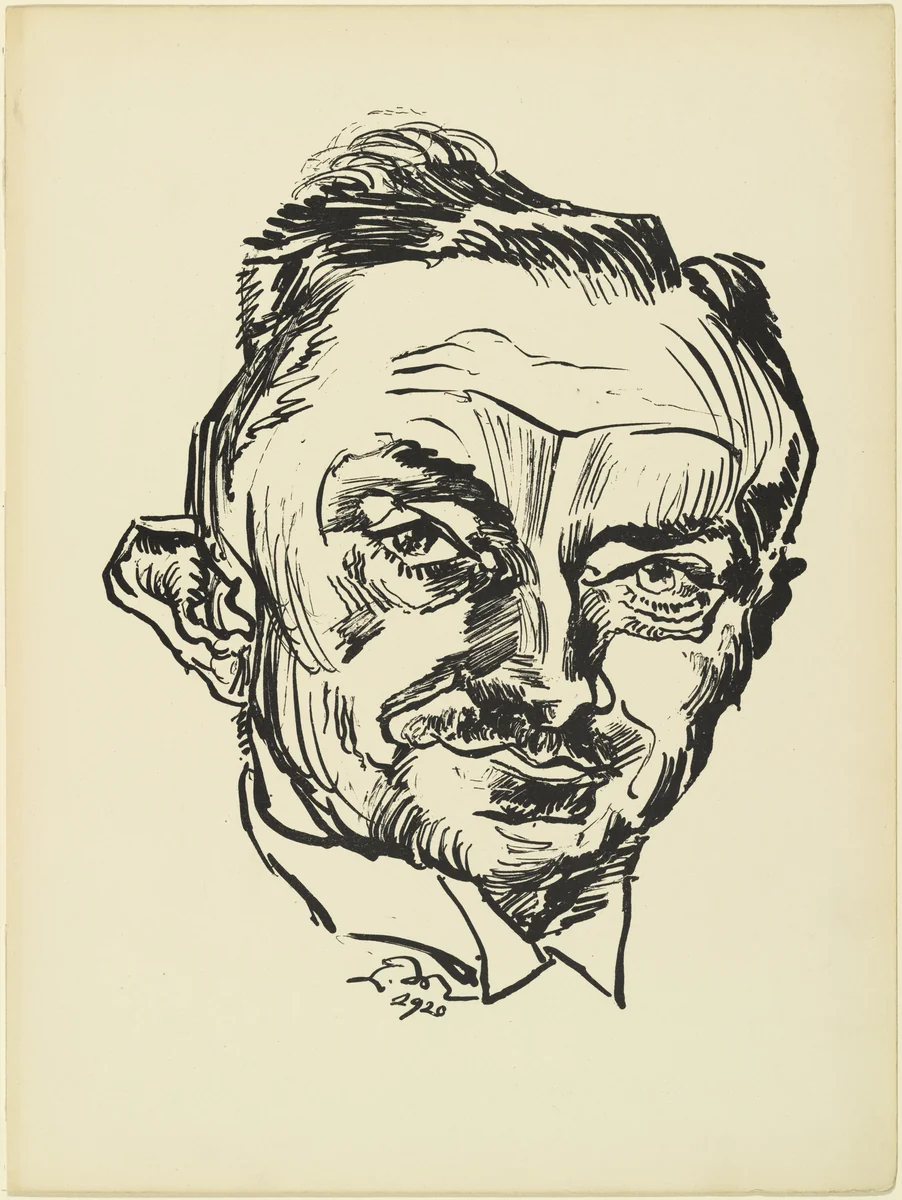 Portrait of Dr. Victor Heinrich Klinkhardt (III) (Bildnis Dr. Victor Heinrich Klinkhardt [III]) (plate 29) from the illustrated book Deutsche Graphiker der Gegenwart (German Printmakers of Our Time) by Ludwig Meidner, illustrated book, 1920