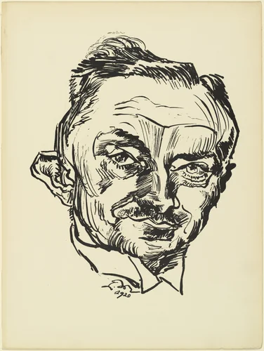 Portrait of Dr. Victor Heinrich Klinkhardt (III) (Bildnis Dr. Victor Heinrich Klinkhardt [III]) (plate 29) from the illustrated book Deutsche Graphiker der Gegenwart (German Printmakers of Our Time) by Ludwig Meidner, illustrated book, 1920