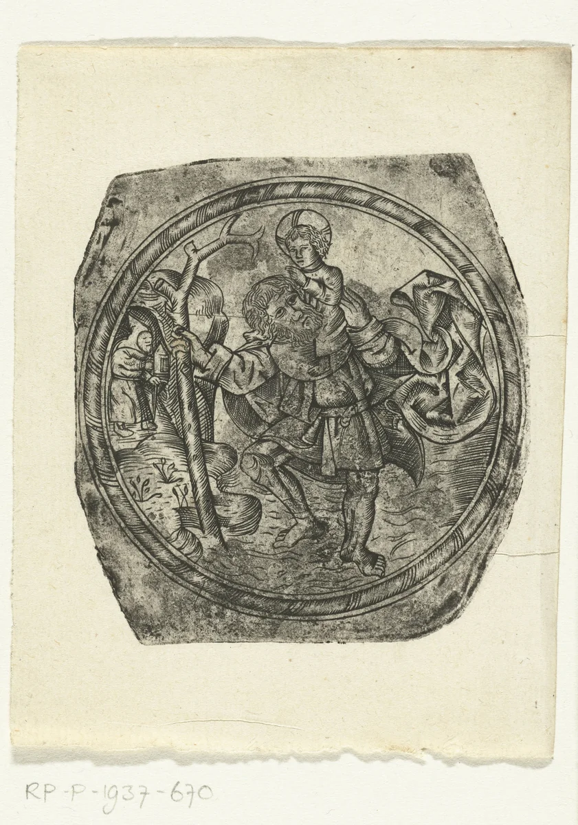 Heilige Christoffel by anonymous, print, 1550-1600