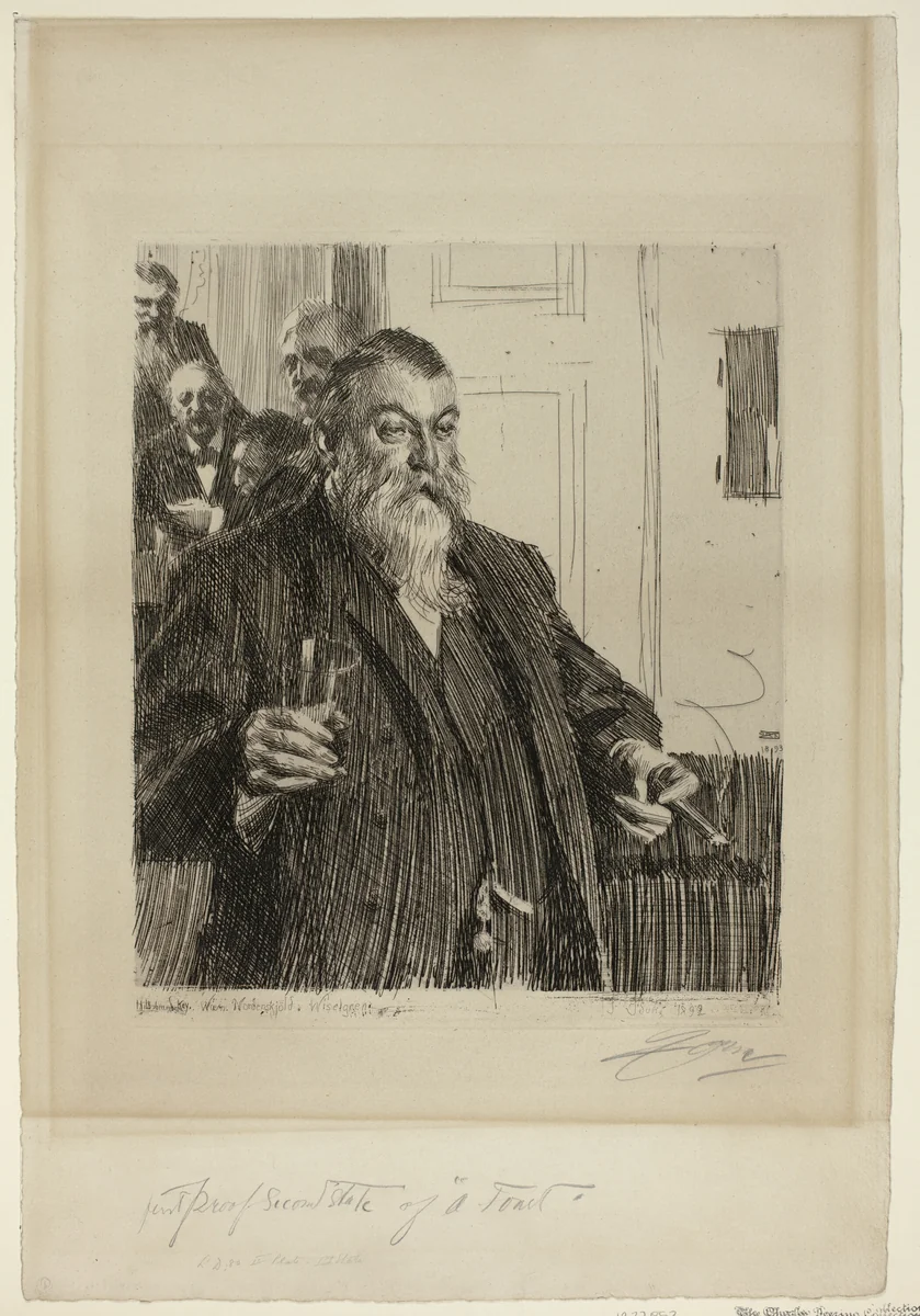 A Toast II by Anders Zorn, print, 1893
