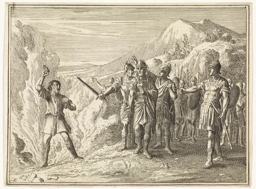 Simi vervloekt koning David by Caspar Luyken, print, 1712