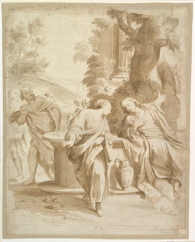 Christ and the Woman of Samaria by Annibale Carracci, drawing, 1560-1609