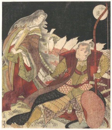 Tamamo no Mae and the Archer Miura Kuranosuke by Yashima Gakutei (八島岳亭), print, 1835