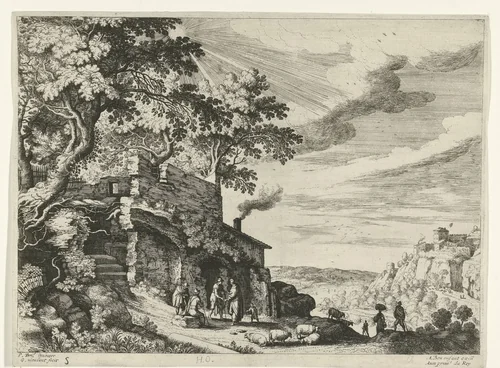 Herders bij een ruïne by Unknown, print, 1594-1635