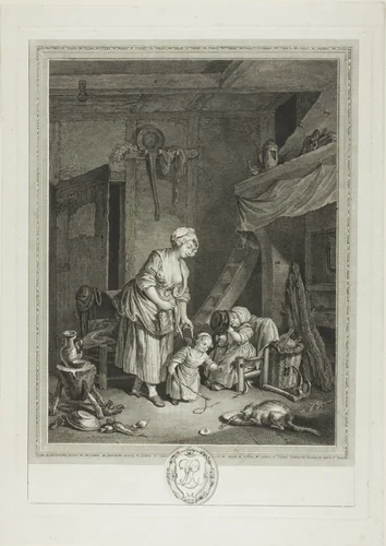 Maternal Indulgence by Nicolas Delaunay, print, 1765-1792