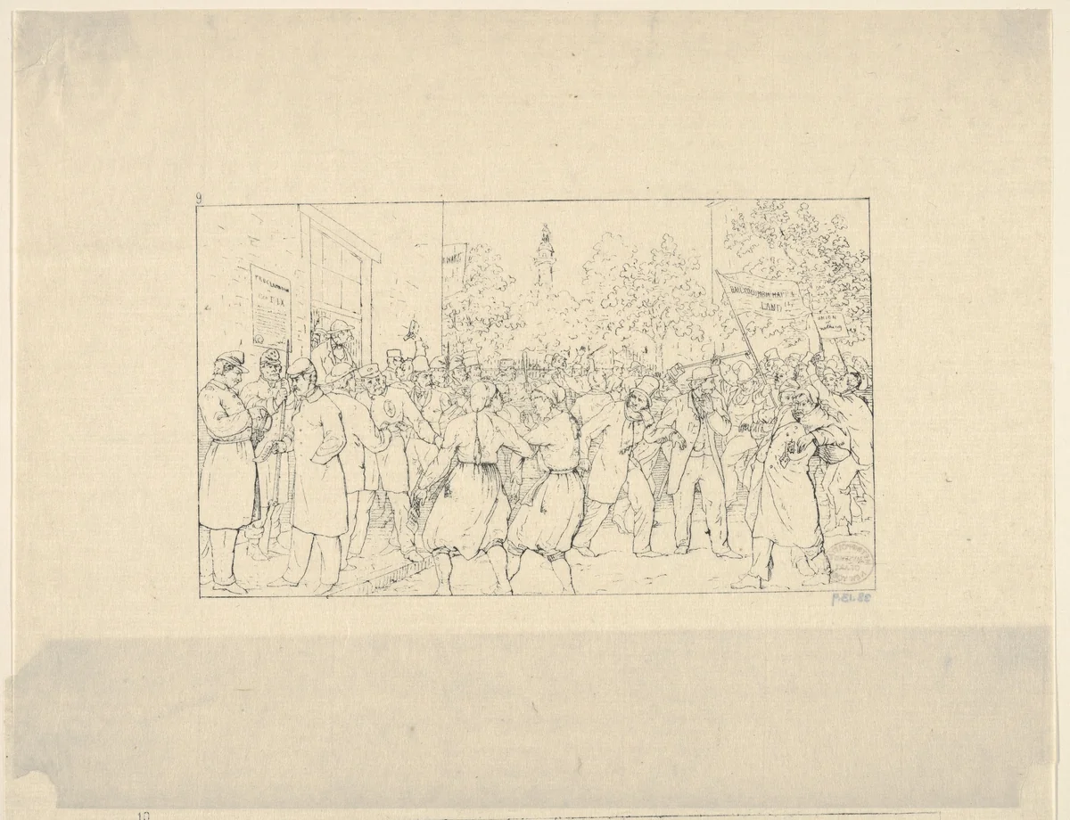 Election in Baltimore, November, 1862 (from Confederate War Etchings) by Adalbert John Volck, print, 1861-1863